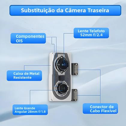 Imagem de Câmera Traseira Principal OEM Para iPhone X/XR/XS/XS MAX Com Cabos Flexíveis E Vídeo 4K