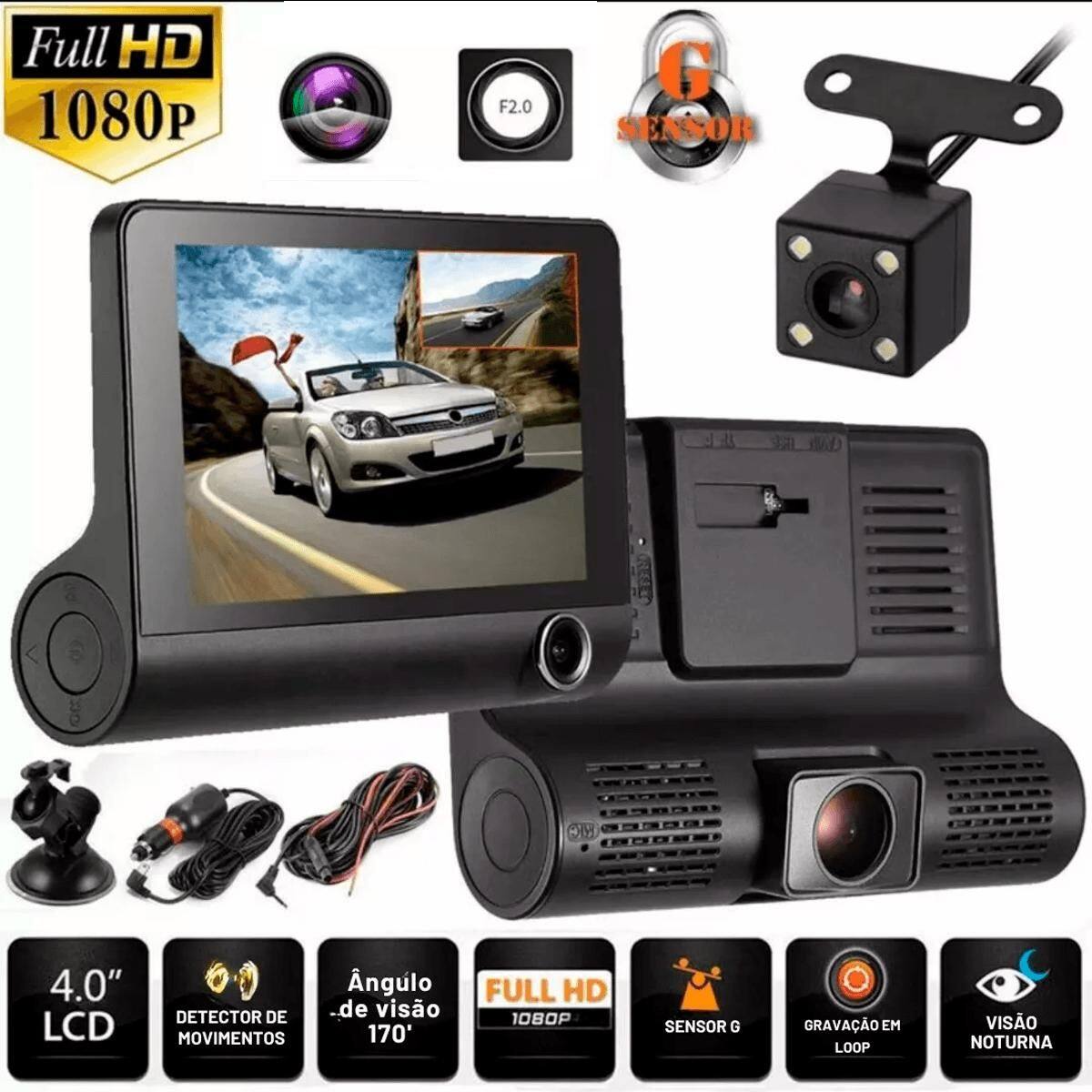 Câmera Veicular Automotiva Carro 3 Cameras Interna Externa - DGM ...