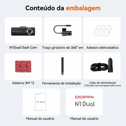 Imagem de Câmera Veicular DDPAI N1 Dual  1296P1080P, WiFi, Visão Noturna e Supercapacitor