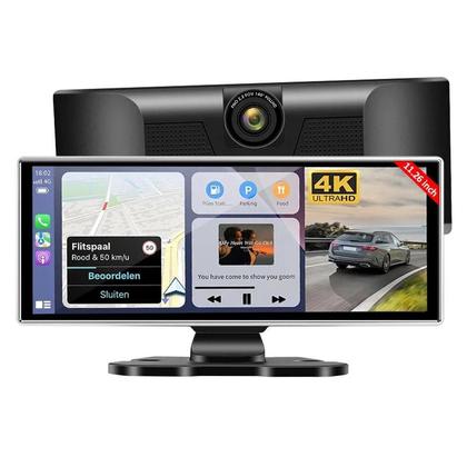 Imagem de Câmera Veicular Portátil 4K Com Tela Touch HD De 11,26”, Wireless CarPlay, Android Auto, Navegação