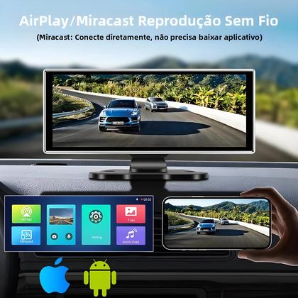 Imagem de Câmera Veicular Portátil 4K Com Tela Touch HD De 11,26”, Wireless CarPlay, Android Auto, Navegação