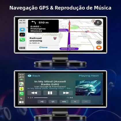 Imagem de Câmera Veicular Portátil 4K Com Tela Touch HD De 11,26”, Wireless CarPlay, Android Auto, Navegação