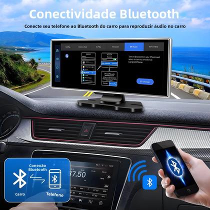 Imagem de Câmera Veicular Portátil 4K Com Tela Touch HD De 11,26”, Wireless CarPlay, Android Auto, Navegação