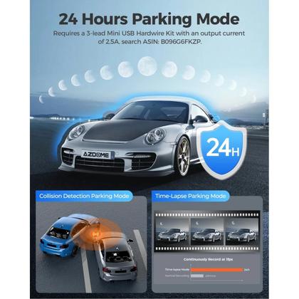 Imagem de Câmera Veicular WiFi 2K AZDOME M200 Com Controle De Voz Em Inglês, Visão Noturna, Sensor G E Monitor