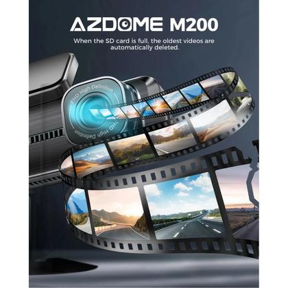Imagem de Câmera Veicular WiFi 2K AZDOME M200 Com Controle De Voz Em Inglês, Visão Noturna, Sensor G E Monitor