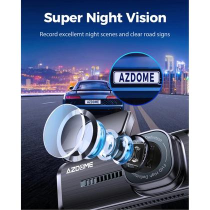 Imagem de Câmera Veicular WiFi 2K AZDOME M200 Com Controle De Voz Em Inglês, Visão Noturna, Sensor G E Monitor