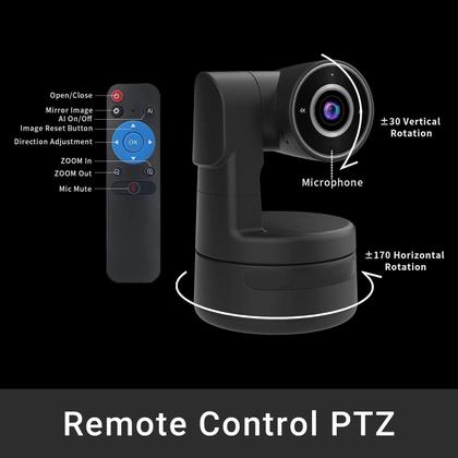 Imagem de Câmera Web Cam Ptz 4K Conferência Zoom Digital 4X Cor Preto