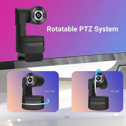 Imagem de Câmera Web Cam Ptz 4K Conferência Zoom Digital 4X Cor Preto
