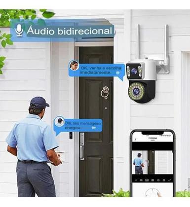 Imagem de Câmera Wi-Fi Lente Dupla 2Em1 Com Rastreamento Icsee Onvif