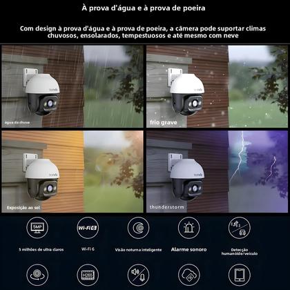 Imagem de Câmera WiFi 6 Externa 5MP 360 graus Câmera IP Tenda Com Visão Noturna Colorida, Detecção De