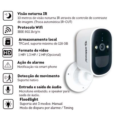 Imagem de Camera Wifi Externa Segurança Bateria longa duração IP ORB785 Orbitronic