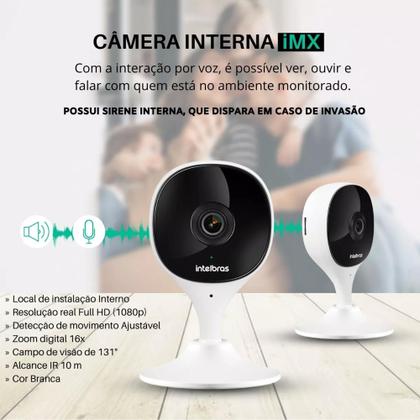 Imagem de Câmera Wifi Imx Mibo Full Hd Intelbras Branca C/ Cartao 64gb