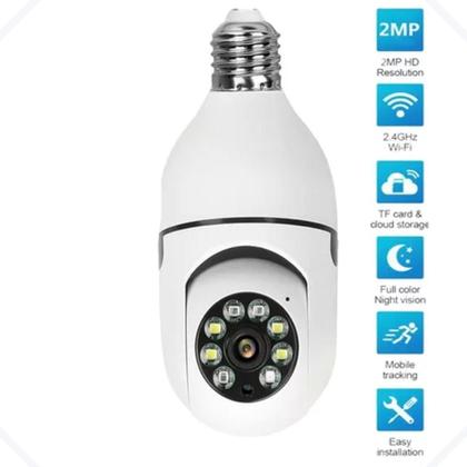 Imagem de Camera Wifi Ip Hd Lampada Bocal E27 Led Infra Alarme Espiã CMIP001