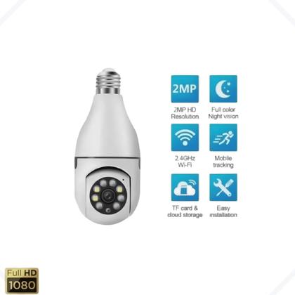 Imagem de Camera Wifi Ip Hd Lampada Bocal E27 Led Infra Alarme Espiã CMIP001