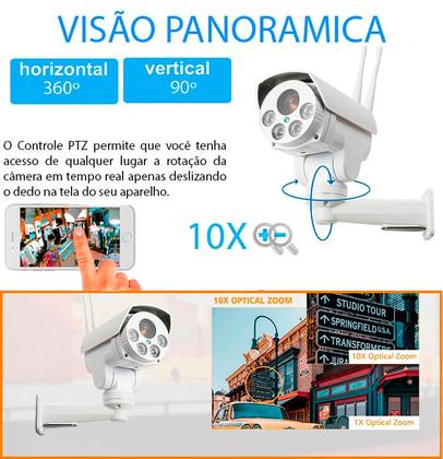 Imagem de Câmera Wireless pet Wifi Ip Noturna Sensor Infravermelho 5Mp Ptz rotatoria gira 360 E Microfone e Alto falante zoom 10x