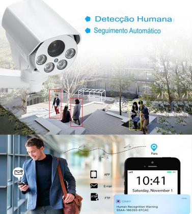 Imagem de Câmera Wireless pet Wifi Ip Noturna Sensor Infravermelho 5Mp Ptz rotatoria gira 360 E Microfone e Alto falante zoom 10x