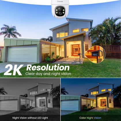 Imagem de Câmeras de Segurança Cinnado 2K 360° - Pacote com 2 Unidades (Solar/Bateria)