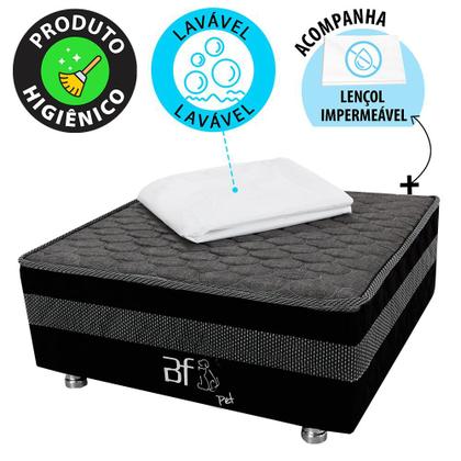 Imagem de Caminha Box Pet com Lençol Impermeável Branco para Gatos e Cachorros 60x60x24cm - Bf Colchões