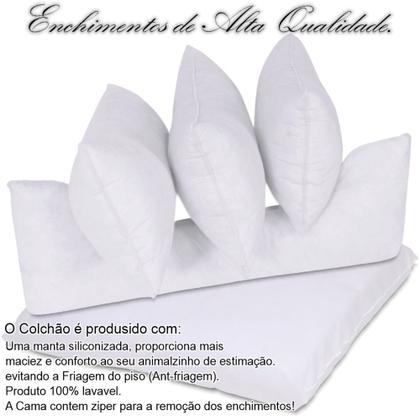 Imagem de Caminha Cama Cachorro Gato Tam. M 2 Pçs Com Zíper 60x50cm Lavável