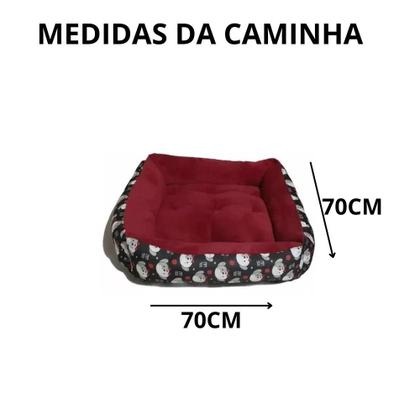 Imagem de Caminha Cama Cachorro Pet E Gato Soft Fofinha G 70x70 C/ Zíper Lavável Vermelho