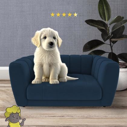 Imagem de Caminha Casinha Cães Gato Pet Mini Poltrona Meg Veludo Azul - Loja Sheep