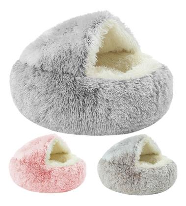 Imagem de Caminha Nuvem Pet Redonda Fechada Cachorros Gatos Tamanho P Cinza