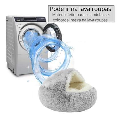 Imagem de Caminha Nuvem Pet Redonda Fechada Cachorros Gatos Tamanho P Marrom