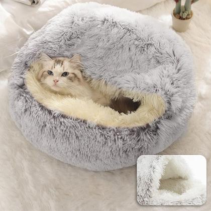 Imagem de Caminha Nuvem Pet Redonda Fechada Cachorros Gatos Tamanho P Marrom