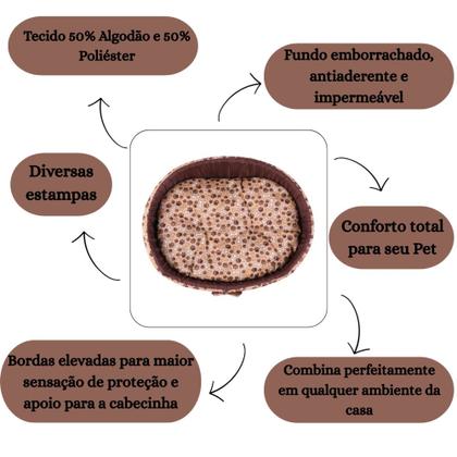 Imagem de Caminha Pet Espuma Europa Lacinho Oval Cães Gatos Cachorrinhos Porte Pequeno, Médio e Grande