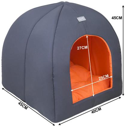 Imagem de Caminhaa Iglu Neon Orange 2x1 Avuk Pet Para Cachorro e Gato Com Almofada 