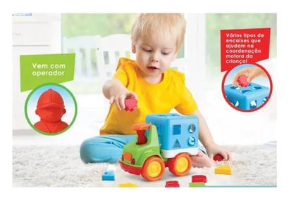 Imagem de Caminhão Baby Truck Encaixes C/ 20 Peças Roma Brinquedos - Ref. 0251