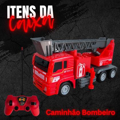 Imagem de Caminhão Bombeiro com Controle Remoto 116 Luz de LED Escada Manual Encaixe para Peças Tipo LEGO