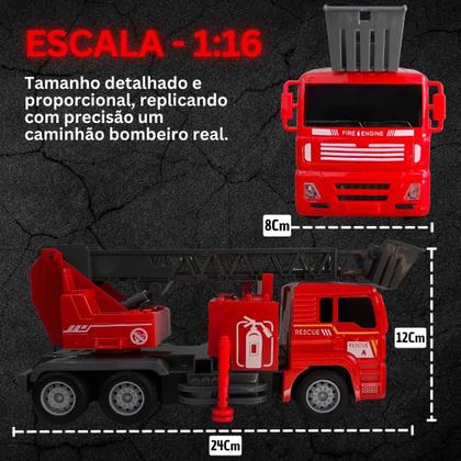 Imagem de Caminhão Bombeiro com Controle Remoto 116 Luz de LED Escada Manual Encaixe para Peças Tipo LEGO