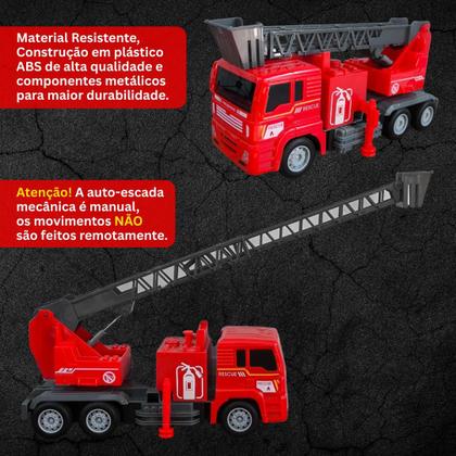Imagem de Caminhão Bombeiro com Controle Remoto 116 Luz de LED Escada Manual Encaixe para Peças Tipo LEGO