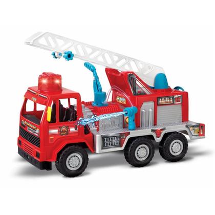 Imagem de Caminhão Bombeiro Fire Grande 58cm Com Escada Som Luz Água - Magic Toys