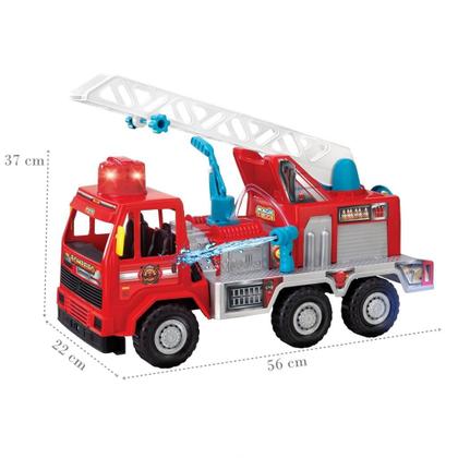 Imagem de Caminhão Bombeiro Fire Grande 58cm Com Escada Som Luz Água - Magic Toys