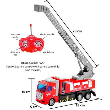 Imagem de Caminhão Bombeiros de Controle com Luz e Escada Articulada