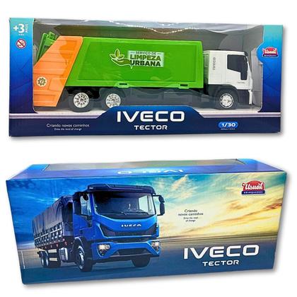 Imagem de Caminhão Brinquedo Lixo Coletor Miniatura Iveco Escala 1:30
