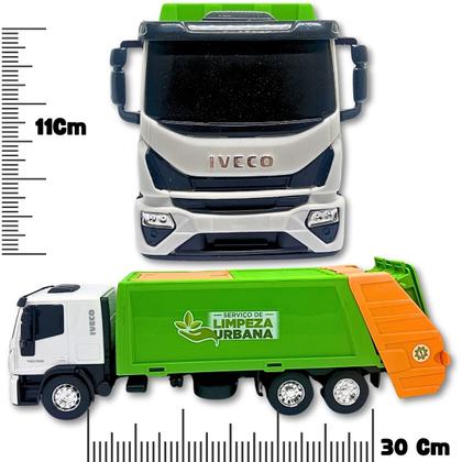 Imagem de Caminhão Brinquedo Lixo Coletor Miniatura Iveco Escala 1:30