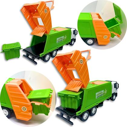 Imagem de Caminhão Brinquedo Lixo Coletor Miniatura Iveco Escala 1:30