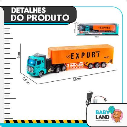Imagem de Caminhão Carrinho Controle Remoto Carreta Truck Grande Luz