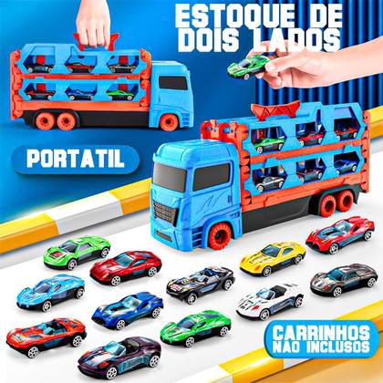 Imagem de Caminhão Cegonha Que Vira Pista De Brinquedo Para Meninos - Dm Toys