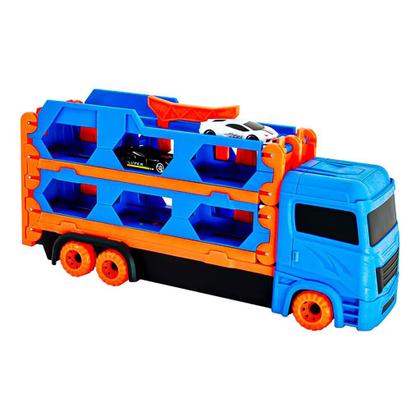 Imagem de Caminhão Cegonha Que Vira Pista De Brinquedo Para Meninos - Dm Toys