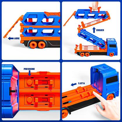 Imagem de Caminhão Cegonha Que Vira Pista De Brinquedo Para Meninos - Dm Toys