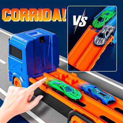 Imagem de Caminhão Cegonheira Carreta Grande Vira Pista 1,64 m Lançador 6 Carrinhos - For Kids