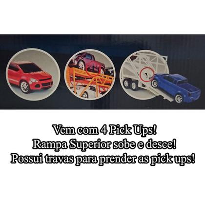 Imagem de Caminhão Cegonheira Diamond Truck c/ 4 pick Ups Grande 66cm