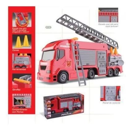 Imagem de Caminhão colecionável bombeiro brinquedo infantil educativo resistente