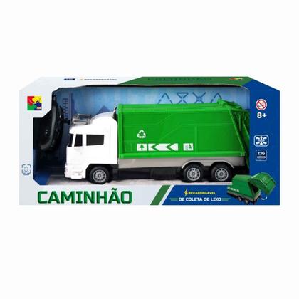 Imagem de Caminhao Coletor Controle Remoto Recarregavel Lixeiro Luzes Reciclavel CKS