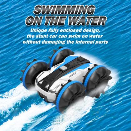 Imagem de Caminhão de barco de carro de controle remoto - 2.4GHz anfíbio 4WD Stunt RC Cars para crianças Presentes Brinquedos de piscina de água para 3 4 5 6 7 8 9 anos meninos meninas, azul