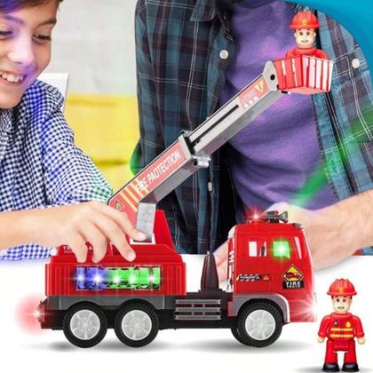 Imagem de Caminhão De Bombeiro Brinquedo Para Crianças Com Som E Luzes Educativo
